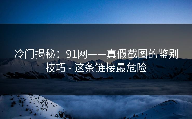 冷门揭秘：91网——真假截图的鉴别技巧 - 这条链接最危险