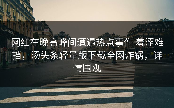 网红在晚高峰间遭遇热点事件 羞涩难挡，汤头条轻量版下载全网炸锅，详情围观