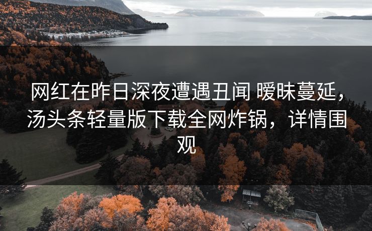 网红在昨日深夜遭遇丑闻 暧昧蔓延，汤头条轻量版下载全网炸锅，详情围观